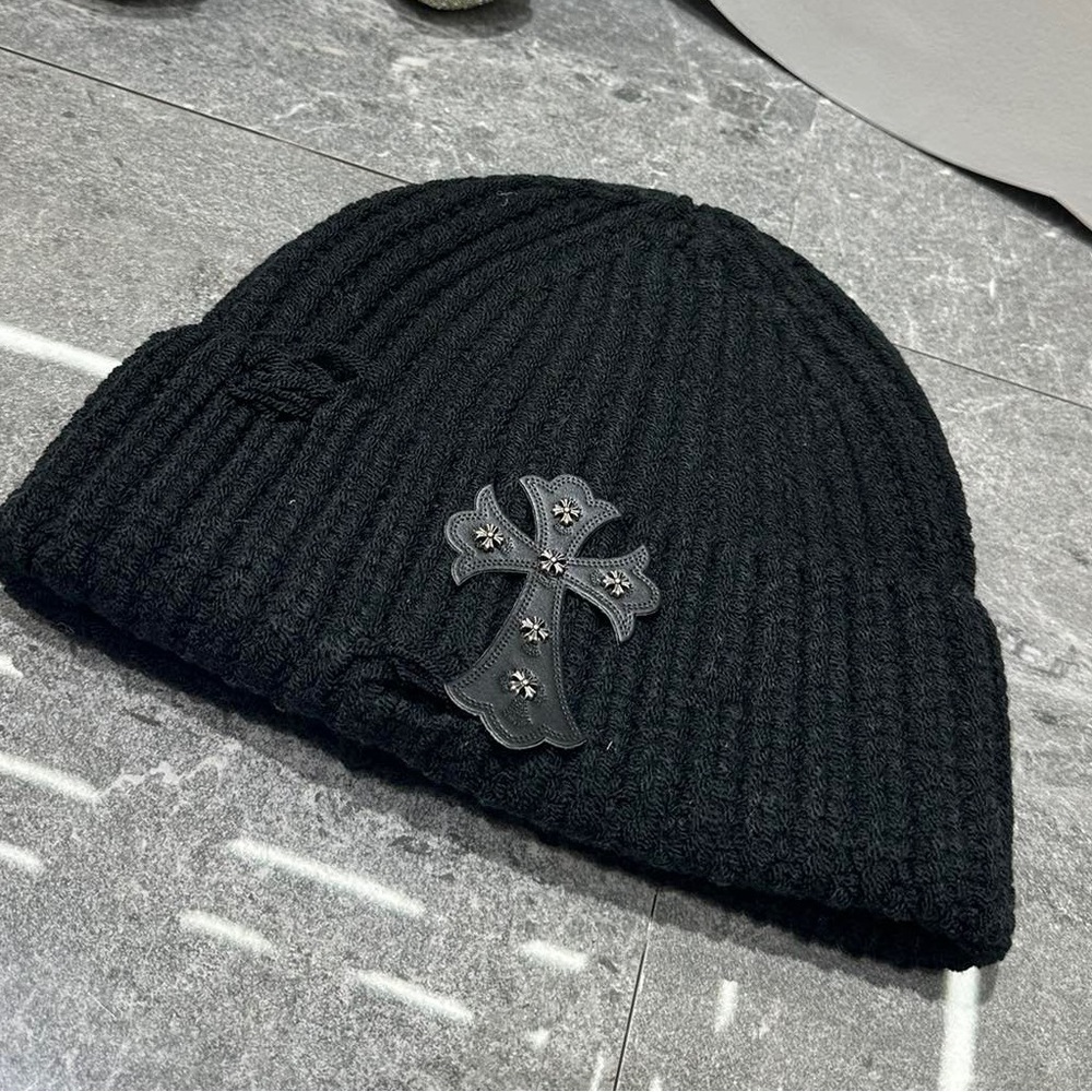 Chrome Hearts Black Beanie with Cross Accent - Picture 2 of 2